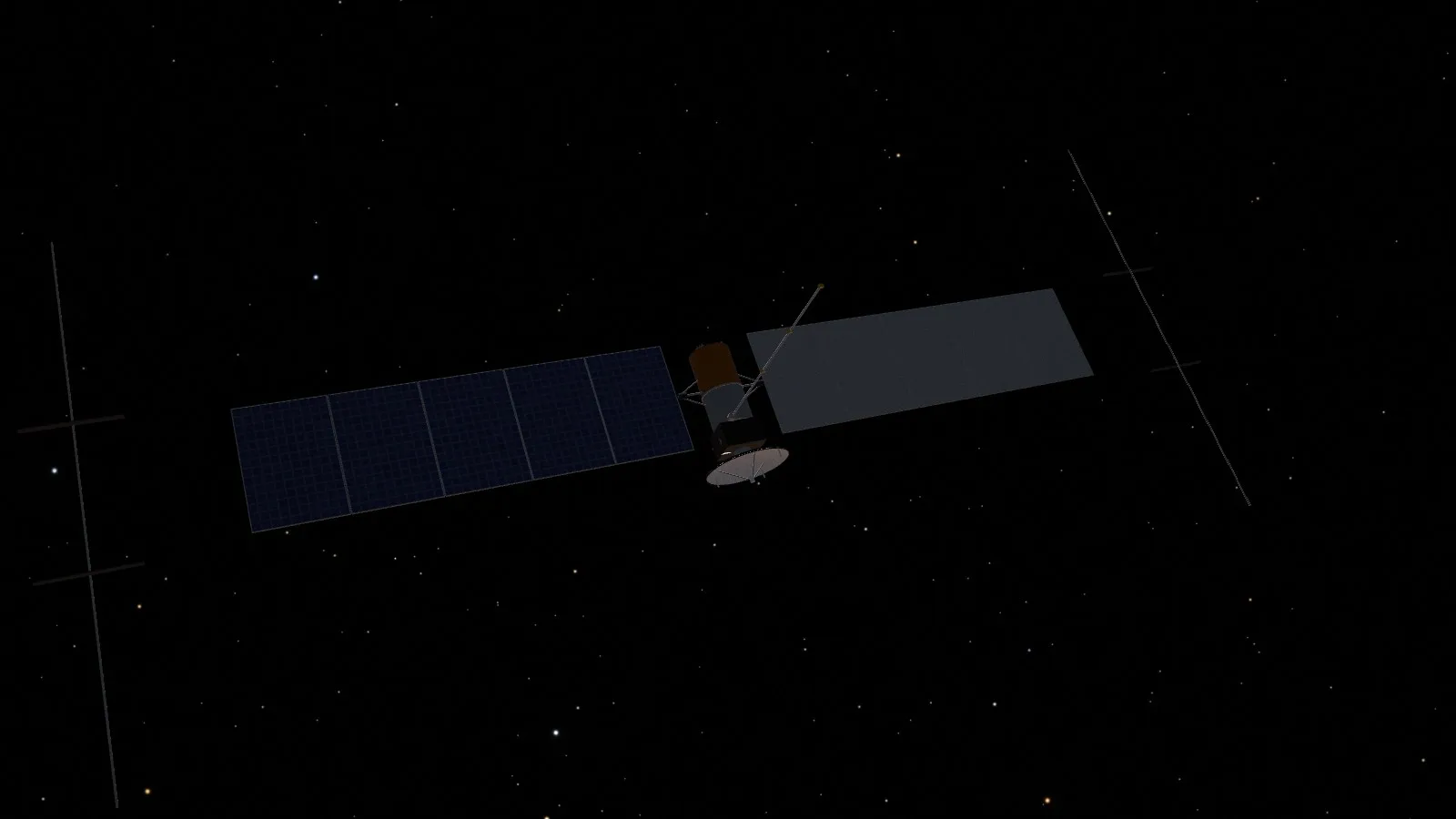 Europa Clipper seven minutes before its closest approach to Mars: the two solar arrays, the high-gain antenna, the magnetometer boom and the radar’s antennas across the arrays
